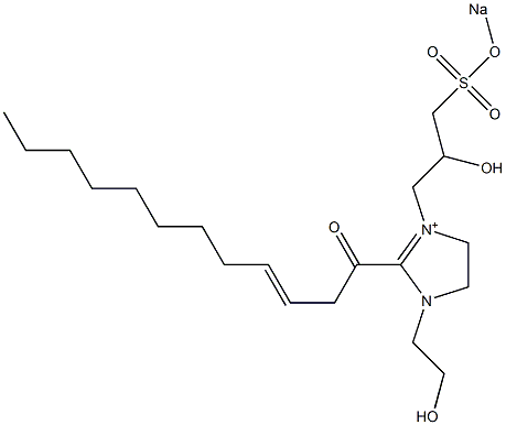 1-(2-Hydroxyethyl)-3-[2-hydroxy-3-(sodiooxysulfonyl)propyl]-2-(3-dodecenoyl)-2-imidazoline-3-ium Struktur