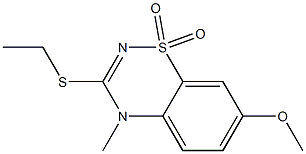 4-Methyl-3-ethylthio-7-methoxy-4H-1,2,4-benzothiadiazine 1,1-dioxide Struktur