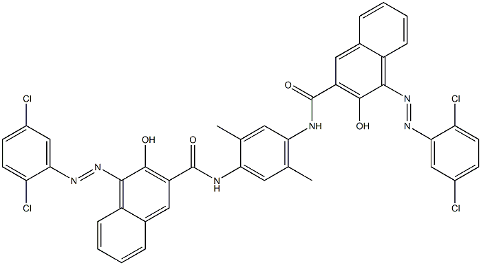 1,4-Bis[1-[(2,5-dichlorophenyl)azo]-2-hydroxy-3-naphtylcarbonylamino]-2,5-dimethylbenzene Struktur