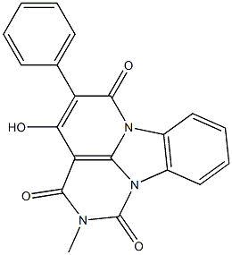 2-Methyl-5-phenyl-4-hydroxy-1H,6H-2,6a,10b-triazafluoranthene-1,3,6(2H)-trione Struktur