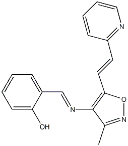 4-(2-Hydroxybenzylideneamino)-5-[2-(pyridin-2-yl)ethenyl]-3-methylisoxazole Struktur