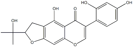 2,3-Dihydro-2-(1-hydroxy-1-methylethyl)-4-hydroxy-6-(2,4-dihydroxyphenyl)-5H-furo[3,2-g][1]benzopyran-5-one Struktur