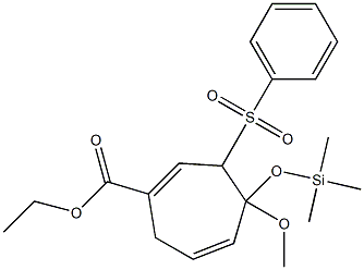 4-Methoxy-4-(trimethylsilyloxy)-3-(phenylsulfonyl)-1,5-cycloheptadiene-1-carboxylic acid ethyl ester Struktur