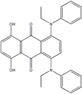 5,8-Dihydroxy-1,4-bis(N-ethylanilino)-9,10-anthraquinone Struktur