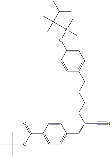 4-[(S)-2-Cyano-6-[4-[[dimethyl(1,1,2-trimethylpropyl)silyl]oxy]phenyl]hexyl]benzoic acid tert-butyl ester Struktur