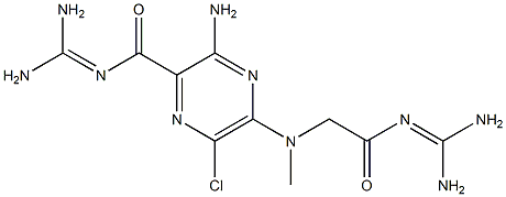 N-(Diaminomethylene)-3-amino-5-[methyl[2-oxo-2-[(diaminomethylene)amino]ethyl]amino]-6-chloropyrazine-2-carboxamide Struktur