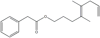 Phenylacetic acid 4,5-dimethyl-4,7-octadienyl ester Struktur