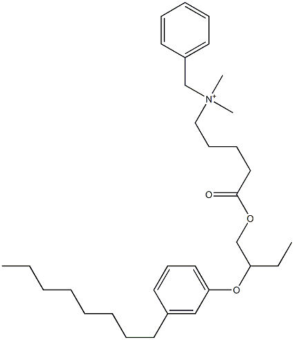 N,N-Dimethyl-N-benzyl-N-[4-[[2-(3-octylphenyloxy)butyl]oxycarbonyl]butyl]aminium Struktur