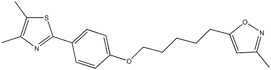 3-Methyl-5-[5-[4-(4,5-dimethyl-2-thiazolyl)phenoxy]pentyl]isoxazole Struktur