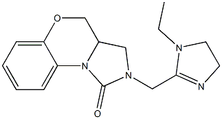 2,3,3a,4-Tetrahydro-2-[(3-ethyl-1-imidazolin-2-yl)methyl]-1H-imidazo[5,1-c][1,4]benzoxazin-1-one Struktur