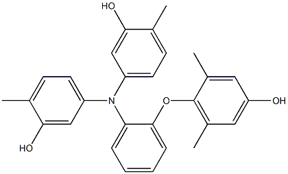 N,N-Bis(3-hydroxy-4-methylphenyl)-2-(4-hydroxy-2,6-dimethylphenoxy)benzenamine Struktur