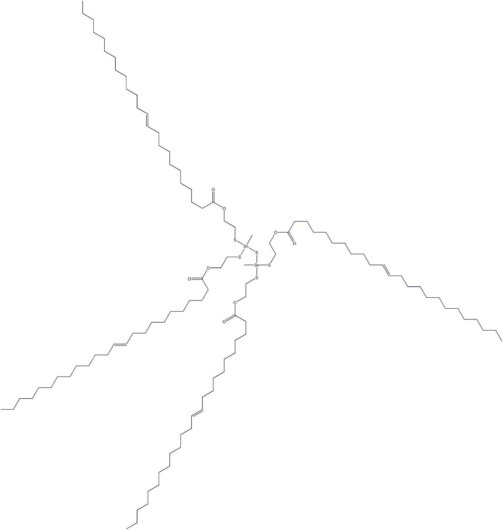 Bis[methylbis[[2-(10-tricosenylcarbonyloxy)ethyl]thio]stannyl] sulfide Struktur