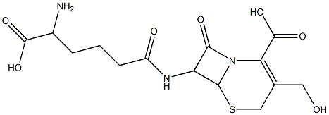 7-(5-Amino-5-carboxyvalerylamino)-3-hydroxymethyl-8-oxo-5-thia-1-azabicyclo[4.2.0]oct-2-ene-2-carboxylic acid Struktur