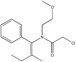 N-(1-Phenyl-2-methyl-1-butenyl)-N-(2-methoxyethyl)-2-chloroacetamide Struktur