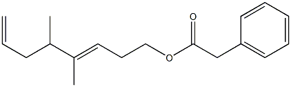 Phenylacetic acid 4,5-dimethyl-3,7-octadienyl ester Struktur