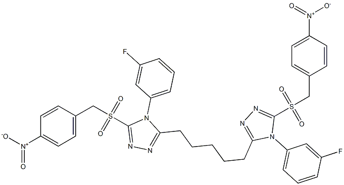 5,5'-(1,5-Pentanediyl)bis[4-(3-fluorophenyl)-3-(4-nitrobenzylsulfonyl)-4H-1,2,4-triazole] Struktur