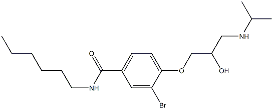 1-[4-[Hexylcarbamoyl]-2-bromophenoxy]-3-[isopropylamino]-2-propanol Struktur