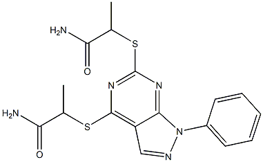 2,2'-[(1-Phenyl-1H-pyrazolo[3,4-d]pyrimidine-4,6-diyl)bisthio]dipropionamide Struktur