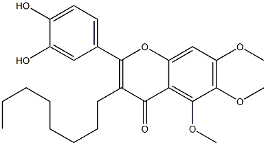 2-(3,4-Dihydroxyphenyl)-5,6,7-trimethoxy-3-octyl-4H-1-benzopyran-4-one Struktur