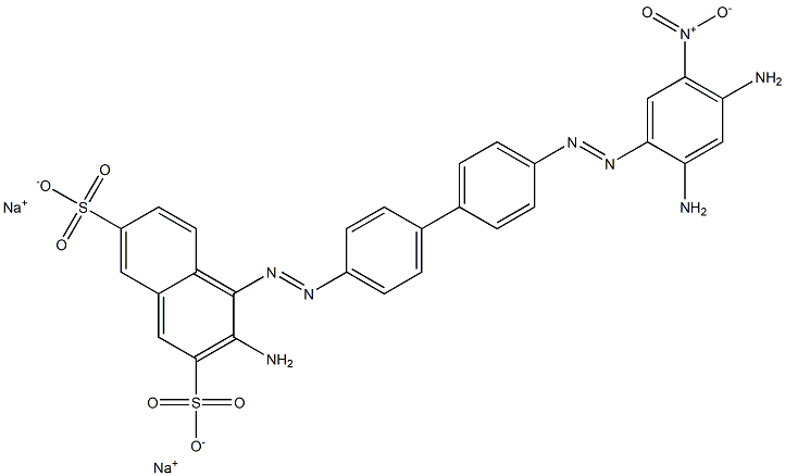 3-Amino-4-[[4'-[(2,4-diamino-5-nitrophenyl)azo]-1,1'-biphenyl-4-yl]azo]naphthalene-2,7-disulfonic acid disodium salt Struktur