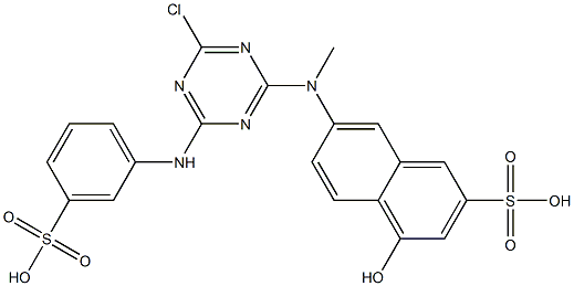 4-Hydroxy-7-[N-methyl[6-chloro-4-(m-sulfoanilino)-1,3,5-triazin-2-yl]amino]-2-naphthalenesulfonic acid Struktur