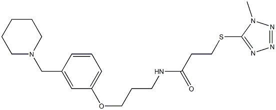 N-[3-[3-(Piperidinomethyl)phenoxy]propyl]-3-[(1-methyl-1H-tetrazol-5-yl)thio]propanamide Struktur