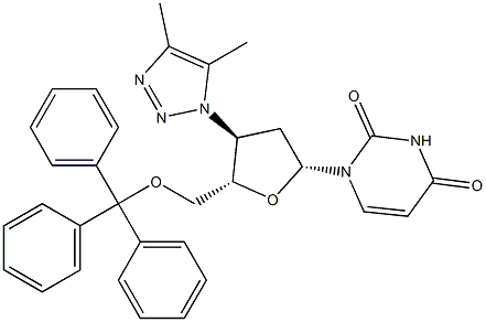 3'-(4,5-Dimethyl-1H-1,2,3-triazol-1-yl)-5'-O-trityl-2',3'-dideoxyuridine Struktur