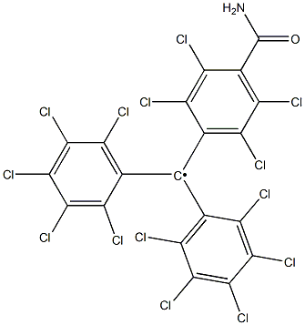 Bis(pentachlorophenyl)(4-carbamoyl-2,3,5,6-tetrachlorophenyl)methyl radical Struktur