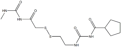 1-(Cyclopentylcarbonyl)-3-[2-[[(3-methylureido)carbonylmethyl]dithio]ethyl]urea Struktur