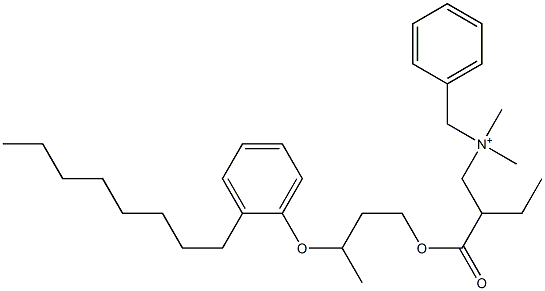 N,N-Dimethyl-N-benzyl-N-[2-[[3-(2-octylphenyloxy)butyl]oxycarbonyl]butyl]aminium Struktur