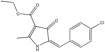 2-Methyl-4-oxo-5-(4-chlorobenzylidene)-2-pyrroline-3-carboxylic acid ethyl ester Struktur