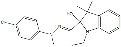 2-[2-(p-Chlorophenyl)-2-methylhydrazonomethyl]-1-ethyl-3,3-dimethylindolin-2-ol Struktur