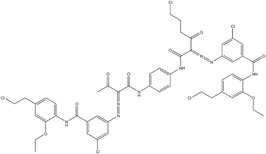 3,3'-[2-(2-Chloroethyl)-1,4-phenylenebis[iminocarbonyl(acetylmethylene)azo]]bis[N-[4-(2-chloroethyl)-2-ethoxyphenyl]-5-chlorobenzamide] Struktur