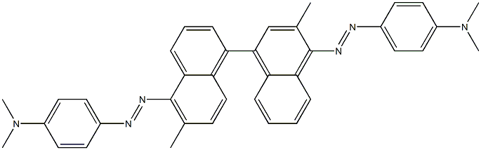 4,4'-Bis(4-dimethylaminophenylazo)-3,3'-dimethyl-1,8'-binaphthalene Struktur