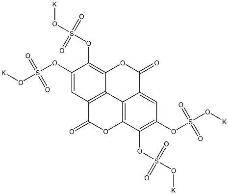 2,3,7,8-Tetrakis(potassiooxysulfonyloxy)[1]benzopyrano[5,4,3-cde][1]benzopyran-5,10-dione Struktur