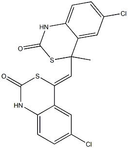 6-Chloro-4-[[(6-chloro-4-methyl-2-oxo-1,2-dihydro-4H-3,1-benzothiazin)-4-yl]methylene]-1,4-dihydro-2H-3,1-benzothiazin-2-one Struktur