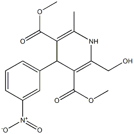 2-Hydroxymethyl-6-methyl-1,4-dihydro-4-(3-nitrophenyl)-3,5-pyridinedicarboxylic acid 3,5-dimethyl ester Struktur