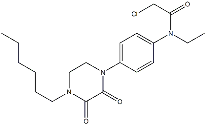 2-Chloro-4'-(2,3-dioxo-4-hexylpiperazino)-N-ethylacetanilide Struktur