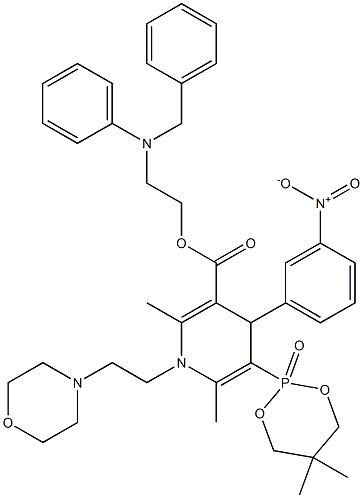 2,6-Dimethyl-5-(5,5-dimethyl-2-oxo-1,3,2-dioxaphosphorinan-2-yl)-1-(2-morpholinoethyl)-4-(3-nitrophenyl)-1,4-dihydro-3-pyridinecarboxylic acid 2-(benzylphenylamino)ethyl ester Struktur