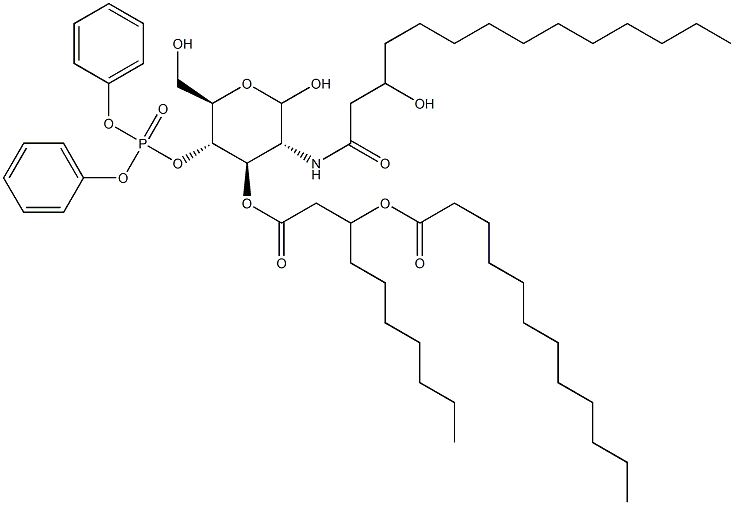 4-O-(Diphenoxyphosphinyl)-3-O-[3-(dodecanoyloxy)decanoyl]-2-[(3-hydroxymyristoyl)amino]-2-deoxy-D-glucopyranose Struktur