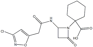 1-[2-Oxo-4-[2-(3-chloroisoxazol-5-yl)acetylamino]azetidin-1-yl]cyclohexane-1-carboxylic acid Struktur