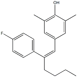 4-[2-(4-Fluorophenyl)-1-hexenyl]-2,6-dimethylphenol Struktur