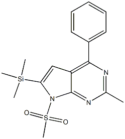 6-(Trimethylsilyl)-7-(methylsulfonyl)-2-methyl-4-phenyl-7H-pyrrolo[2,3-d]pyrimidine Struktur