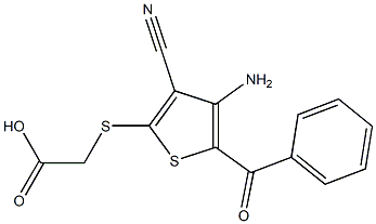 [[4-Amino-3-cyano-5-benzoylthiophen-2-yl]thio]acetic acid Struktur