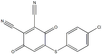 5-(4-Chlorophenyl)thio-2,3-dicyano-1,4-benzoquinone Struktur