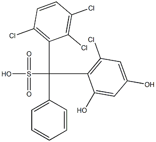 (6-Chloro-2,4-dihydroxyphenyl)(2,3,6-trichlorophenyl)phenylmethanesulfonic acid Struktur