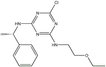 2-Chloro-4-[(2-ethoxyethyl)amino]-6-[[(S)-1-phenylethyl]amino]-1,3,5-triazine Struktur