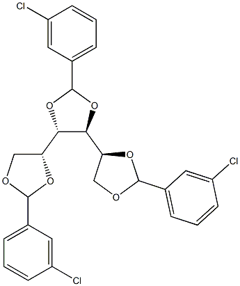 1-O,2-O:3-O,4-O:5-O,6-O-Tris(3-chlorobenzylidene)-L-glucitol Struktur