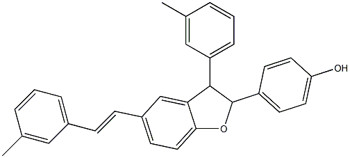 2,3-Dihydro-2-(4-hydroxyphenyl)-3-(3-methylphenyl)-5-[(E)-2-(3-methylphenyl)ethenyl]benzofuran Struktur