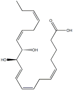 (5Z,8Z,10E,12R,13S,14Z,17Z)-12,13-Dihydroxy-5,8,10,14,17-icosapentaenoic acid Struktur